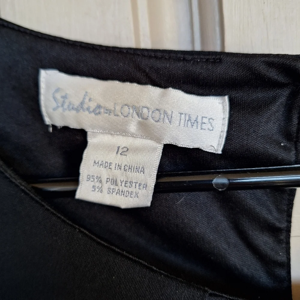 My Favorite Dress! Stuudio London Times Blk/Wht Sz12 Cap Sleeves Poly/Spandex - Picture 3 of 8